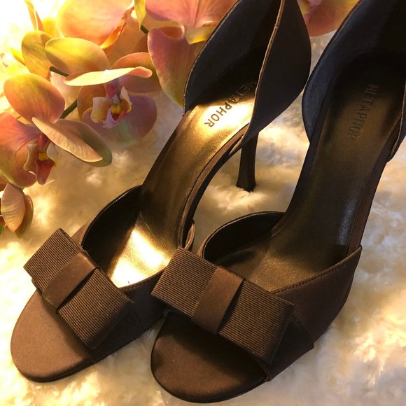 Chocolate Brown Satin Peep Toe (Size 8.5) - Picture 13 of 13